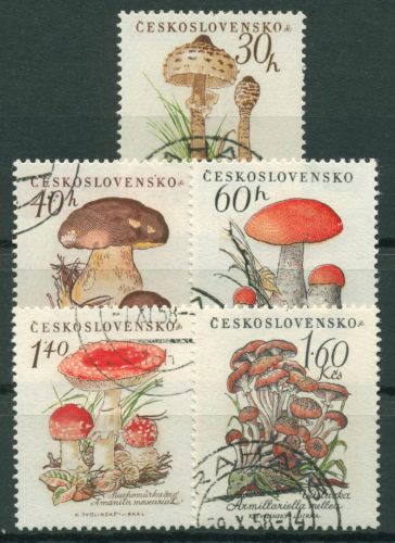 Tschechoslowakei 1958 Pilze Parasol, Steinpilz, Rotkappe 1101/05 gestempelt