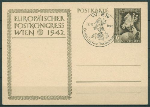 Dt. Reich 1942 Europäischer Postkongress Wien Postkarte P 294 a SST (X40921)