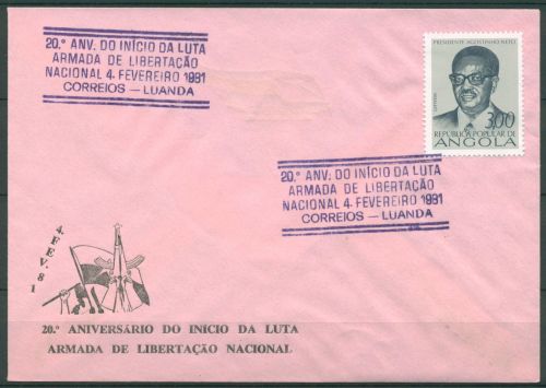 Angola 1976 Ein Jahr Unabhängigkeit Präsident Neto 614 auf Brief (X61004)
