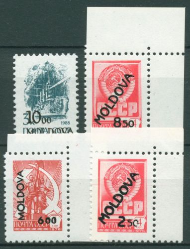 Moldawien 1992 Marken Sowjetunion mit Aufdruck 22/25 postfrisch