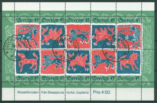 Schweden 1974 Weihnachten Stickerei Uppland Block 6 gestempelt (C92306)