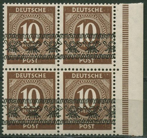 Bizone 1948 I. Kontrollrats-Ausgabe Bandaufdruck 54 I 4er-Block postfrisch