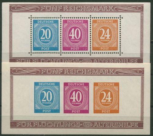All. Besetzung 1946 Briefmarken-Ausst. BERLIN Block 12 A/B mit Neugummierung