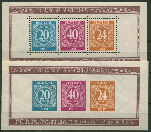 All. Besetzung 1946 Briefm.-Ausst. BERLIN Block 12 A/B postfrisch, leicht bügig