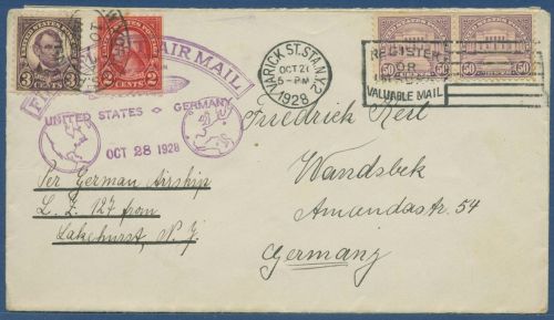 Zeppelin LZ 127, Amerikafahrt 1928, Brief Amerikanische Post (X41496)