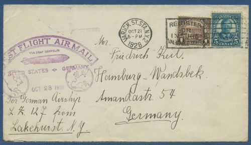 Zeppelin LZ 127, Amerikafahrt 1928, Brief Amerikanische Post (X41498)