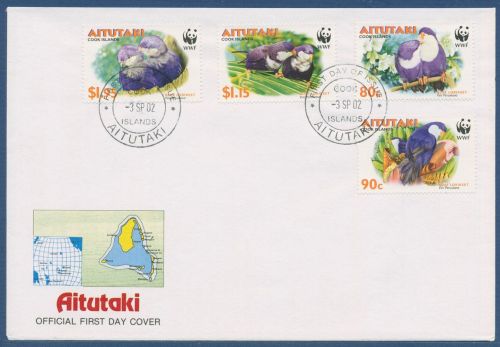 Aitutaki 2002 WWF Naturschutz Papageien Saphirlori 772/75 FDC (X40505)