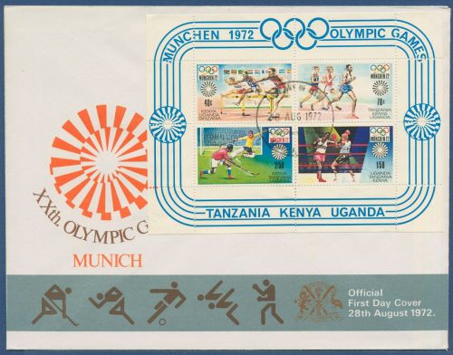 Ostafrikanische Gem. 1972 Olympische Spiele München Block 2 FDC (SG40484)