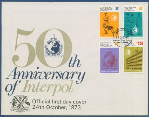 Ostafrikanische Gem. 1973 50 J. Interpol Polizisten Hund 259/62 I FDC (SG40489)