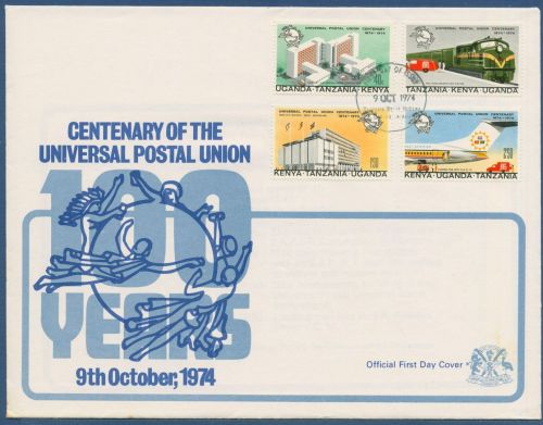 Ostafrikanische Gemeinschaft 1974 100 J. Weltpostverein UPU 279/82 FDC (SG40495)