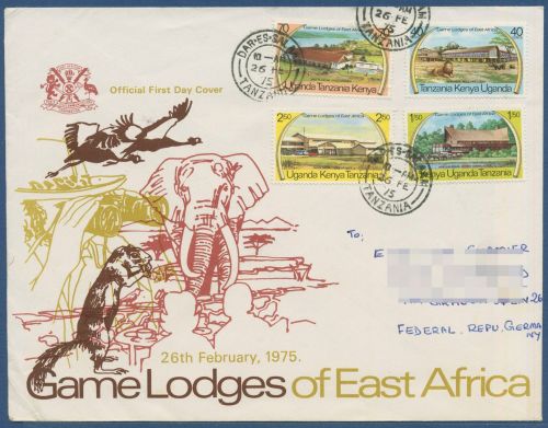 Ostafrikanische Gem. 1975 Safari-Herbergen Ostafrikas Löwe 287/90 FDC (SG40498)