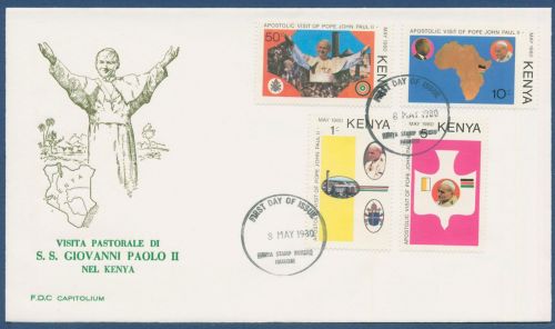 Kenia 1980 Besuch Papst Johannes Paul II. 165/68 FDC (X40503)