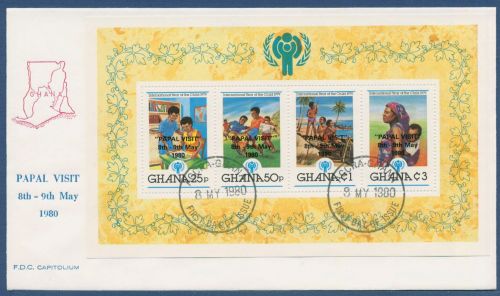 Ghana 1980 Besuch Papst Johannes Paul II. Block 84 A FDC (X41501)