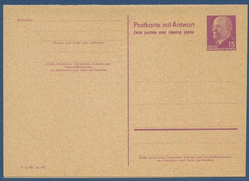 DDR 1961 Walter Ulbricht Postkarte mit Antwort P 74 ungebraucht (X41506)