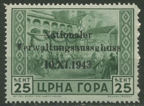 Dt. Besetzung II. Weltkrieg Montenegro 1943 Freim. mit Aufdruck 10 postfrisch