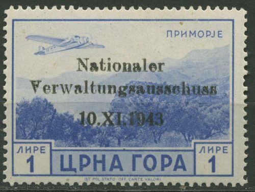 Dt. Besetzung II. Weltkrieg Montenegro 1943 Flugpostmarke Aufdruck 16 postfrisch