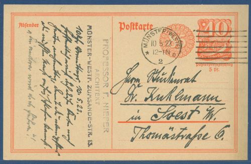 Deutsches Reich 1921 Postreiter Postkarte P 153 I gebraucht (X41396)