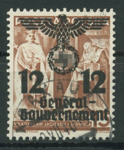Generalgouvernement 1940 Polen mit Aufdruck, enger Abstand 33 II gestempelt