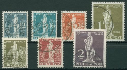 Berlin 1949 H. v. Stephan, Weltpostverein 35/41 gestempelt, Zahnfehler (R80798)