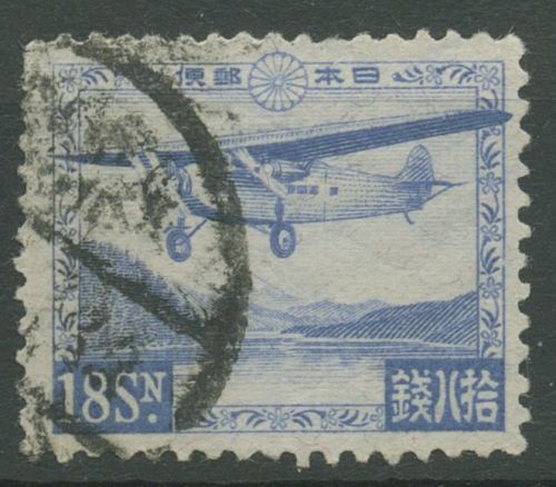 Japan 1929 Flugzeug Fokker über Ashi-See 197 gestempelt, kl. Fehler