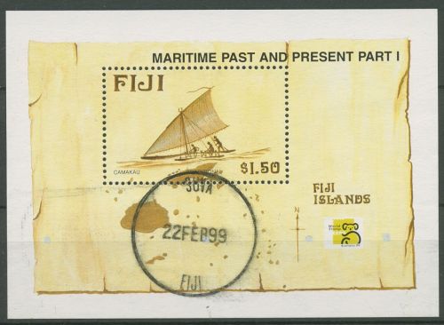 Fidschi 1998 AUSTRALIA'99 Schifffahrt Segelboot Block 28 gestempelt (C42352)