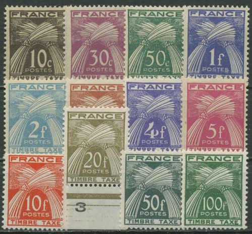 Frankreich 1946 Portomarken Weizengarben P 81/92 postfrisch