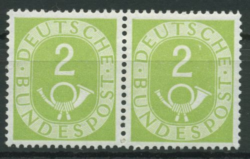 Bund 1951 Posthorn Bogenmarken 123 waagerechtes Paar postfrisch