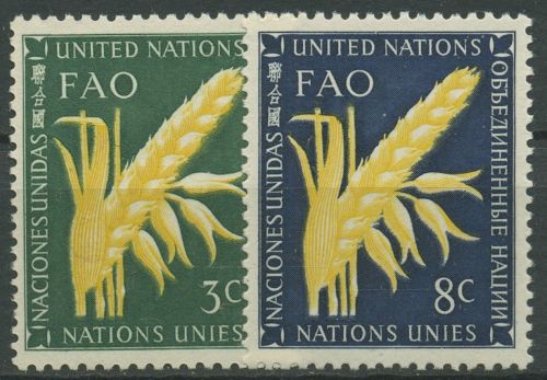 UNO New York 1954 Ernährungs-und Landwirtschaftsorganisation 27/28 postfrisch