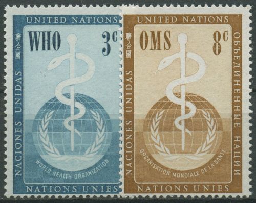 UNO New York 1956 Weltgesundheitsorganisation WHO Äskulapstab 49/50 postfrisch