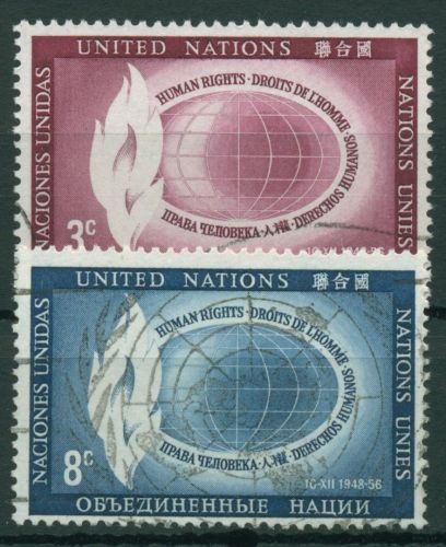 UNO New York 1956 Tag der Menschenrechte 53/54 gestempelt