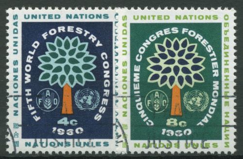 UNO New York 1960 Forstwirtschaft-Weltkongress 88/89 gestempelt