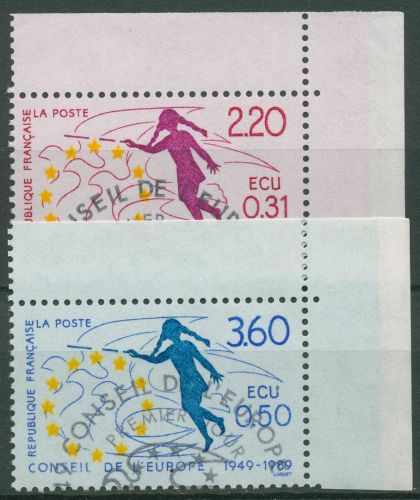 Frankreich 1989 Dienstmarken Europarat Friedenstauben D 45/46 Ecken gestempelt