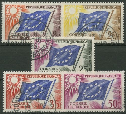 Frankreich 1958 Dienstmarken Europarat Europafahne D 2/6 gestempelt