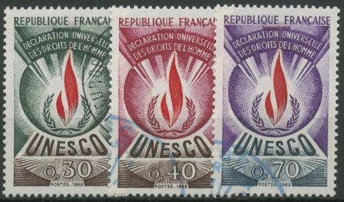 Frankreich 1969 Dienstmarke UNESCO Erklärung d. Menschenrechte D 9/11 gestempelt