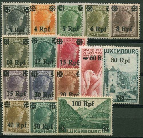 Luxemburg 1940 Freimarken Luxemburg mit Aufdruck 17/32 mit Falz