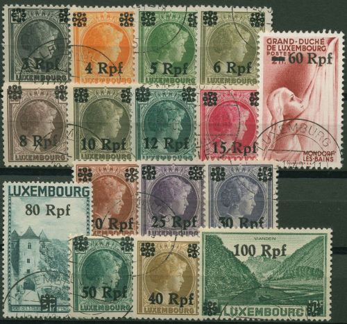 Luxemburg 1940 Freimarken Luxemburg mit Aufdruck 17/32 gestempelt