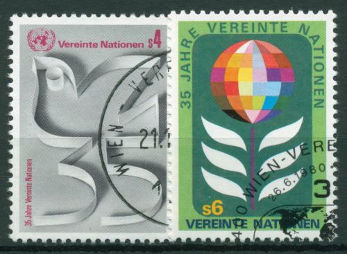 UNO Wien 1980 35 Jahre Vereinte Nationen Friedenstaube Blume 12/13 A gestempelt