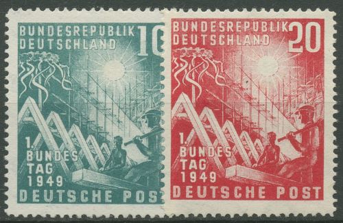 Bund 1949 Eröffnung des 1. Deutschen Bundestages 111/12 mit Falz