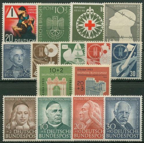 Bund 1953 Jahrgang komplett (162/76) mit Falz