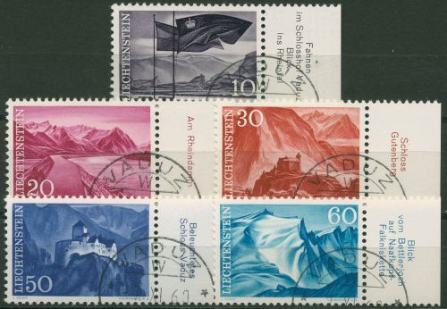 Liechtenstein 1959 Landschaften Schlösser 381/85 Randstücke gestempelt