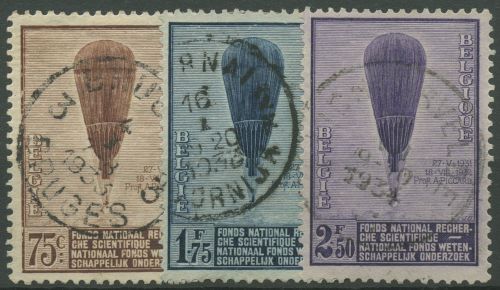 Belgien 1932 Wissenschaftliche Forschung Stratosphärenballon 344/46 gestempelt