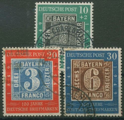 Bund 1949 100 Jahre dt. Briefmarken 113/15 gestempelt, Zahnfehler (R80997)