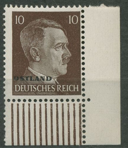 Ostland 1941 Freimarken Hitler mit Aufdruck Ostland 7 Ecke 4 postfrisch