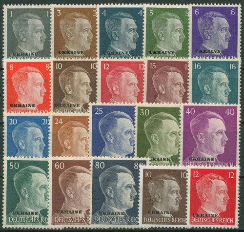 Ukraine 1941 Freimarken Hitler mit Aufdruck Ukraine 1/20 postfrisch