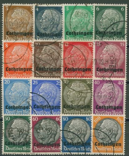 Lothringen 1940 Freimarken Hindenburg mit Aufdruck 1/16 gestempelt