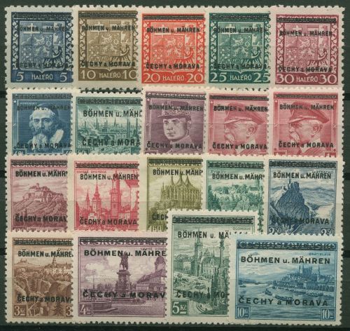 Böhmen und Mähren 1939 Marken mit Aufdruck 1/19 postfrisch