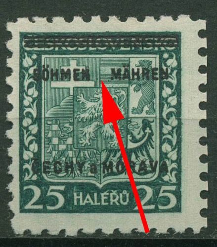Böhmen & Mähren 1939 Freimarke mit Aufdruckfehler 4 I postfrisch