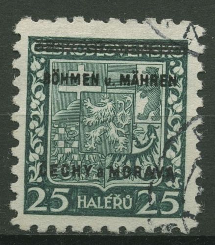 Böhmen und Mähren 1939 Marke mit Aufdruck 4 gestempelt
