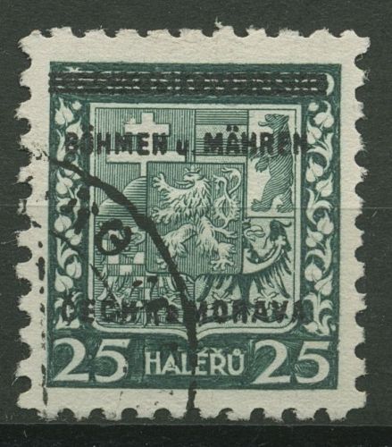 Böhmen und Mähren 1939 Marke mit Aufdruck 4 gestempelt signiert
