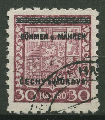 Böhmen und Mähren 1939 Marke mit Aufdruck 5 gestempelt signiert